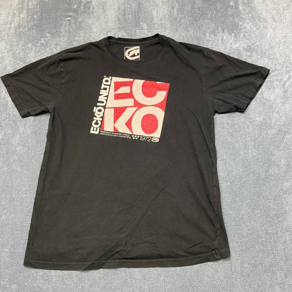 Ecko Unltd T Shirt Mens Large Black Cotton Graphic Short Sleeve Summer Outdoor